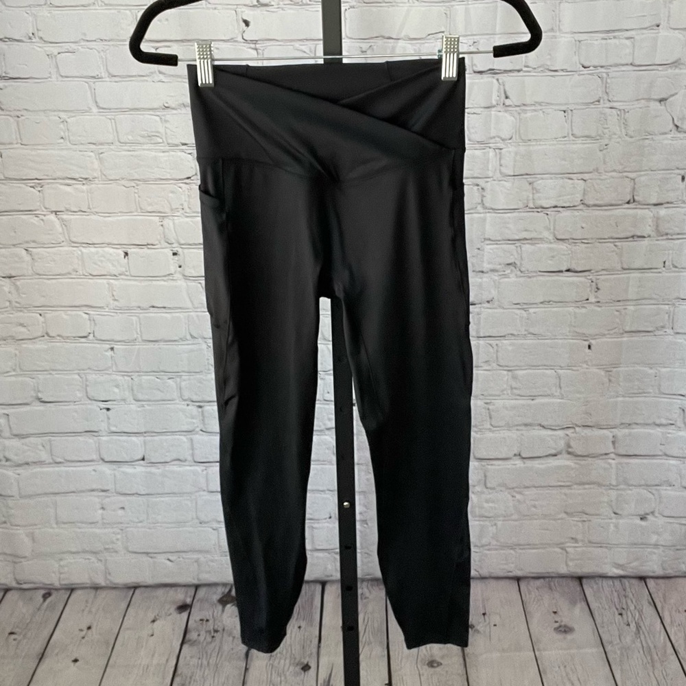 Black High Waisted Cross Front Leggings